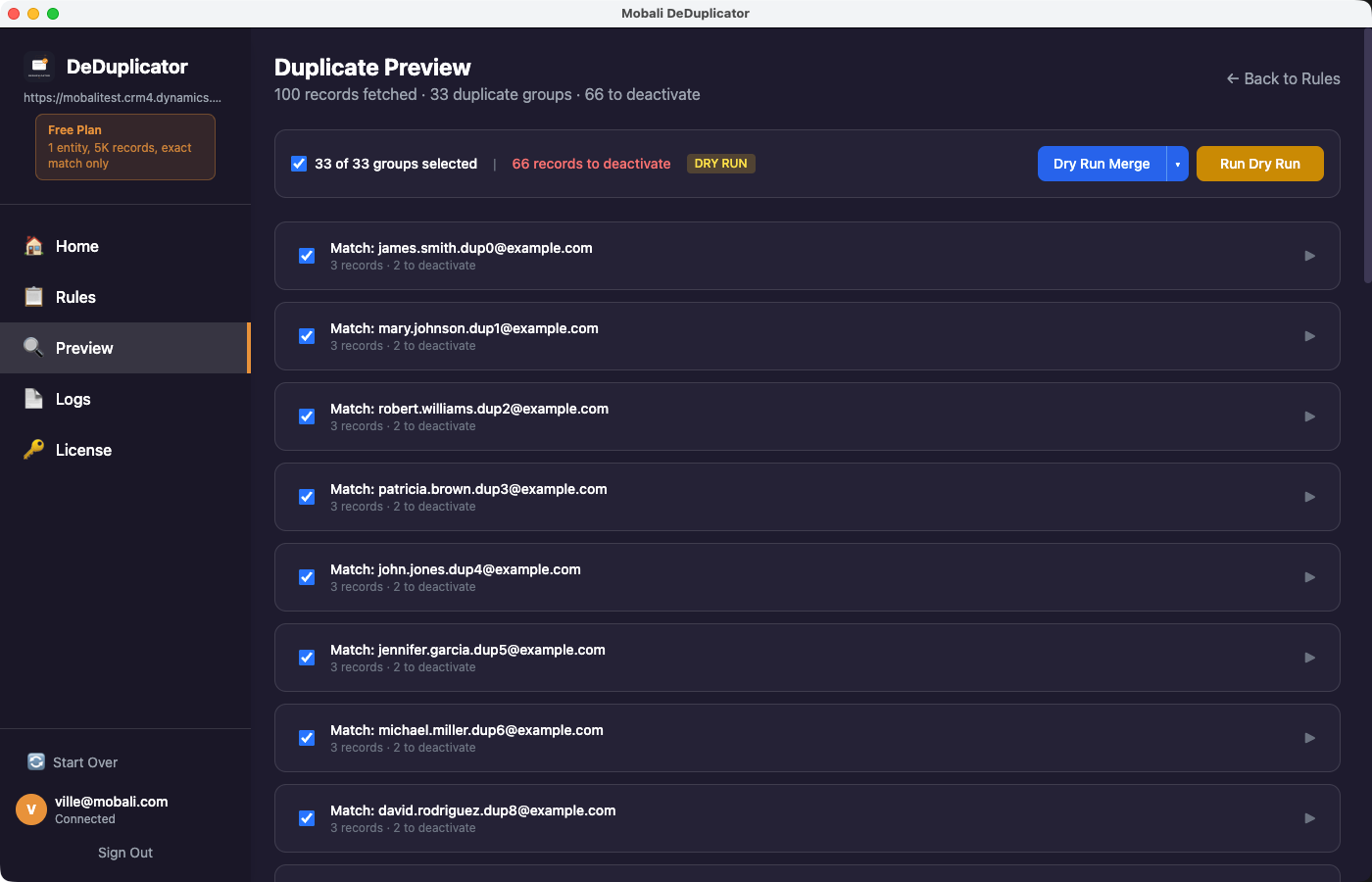 Manual Duplicate Review screenshot